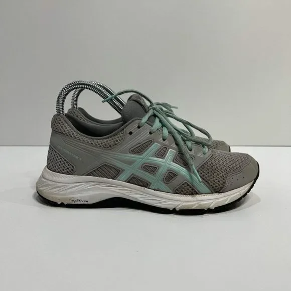 Asics Womens Gel Contend 5 1012A234 Gray Lace Up Low Top Running Shoes Size 6 - Picture 1 of 8